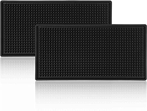 Black Bar Mats Set of two (12x6 Inches) | Drying, Sturdy and Trendy Spill Mats for Bars, Eating places, Coffee Retailers, Bar Mats for Countertop and Desk High, Non-Spill & Non-Poisonous Mats.