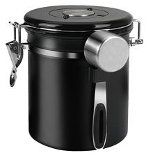 Coffee Perfection: Airtight Stainless Steel Coffee Canister with Co2 Valve and Date Tracker