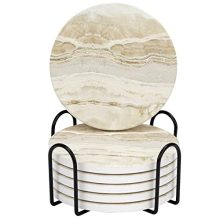 Marble Ceramic Coasters Set of 6 - Elegant and Absorbent Drink Coasters for Home Decor and Tabletop Protection.