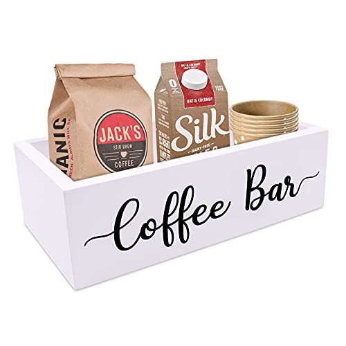 Rustic Coffee Station Organizer Box - Wooden Coffee Bar Holder for Farmhouse Kitchen Decor, Ideal Gift for Coffee Lovers.