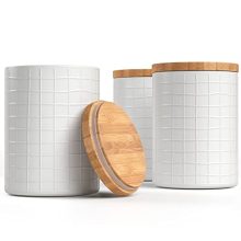 Farmhouse Elegance: Barnyard Designs Kitchen Canisters with Bamboo Lids - Set of 3