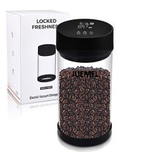 Automated Vacuum Coffee Canister, Meals Storage Container with Temperature & Humidity LCD Show, Time Report, Automated Vacuum Suction, Electrical Coffee jar Clear Glass-16oz/1350ml.