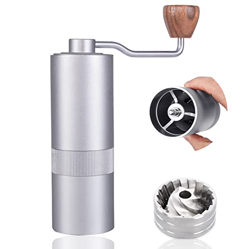 25g Capacity Manual Coffee Grinder with CNC Stainless Steel Conical Burr - Adjustable Settings for Perfect Grind - Double Bearing Positioning for Smooth Operation - Ideal for French Press and More - A Perfect Gift in Silver Finish!