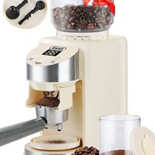 Burr Coffee Grinder, Adjustable Burr Mill with 35 Precise Grind Settings, Electrical Coffee Grinder for Espresso/Drip/Percolator/French Press/ American/ Turkish Coffee Makers, 120V/200W, White.