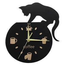 Climbing Cat Coffee Time: WINOMO Silent Cartoon Wall Clock