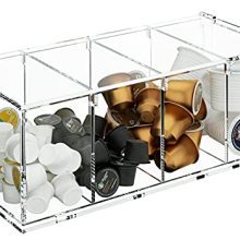 Clear Acrylic Coffee Capsule Holder with Lid - 4 Compartments Organizer for K Cup Storage - Perfect Coffee Bar Accessory.