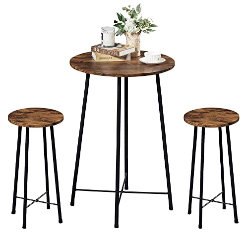 VECELO Small Bar Table and Chairs - Your Compact and Stylish 3-Piece Pub Dining Solution