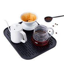 Drying Mat For Pour Over Coffee Maker Set Bar Service Spill Mat Warmth Resistant Silicon Mats Counter High Dryer Pad Meals Grade Glassware Drainer Black.