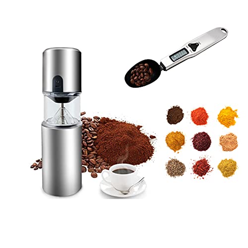 500g/0.1g Digital Spoon Scale Electric Coffee & Spice Grinder w/ Removable Stainless Steel Cup, Ceramic Blades & Cleaning Brush.