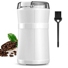 Effortlessly Grind Coffee, Spices, Seeds, and Herbs with our Quiet Electric Spice Grinder - One-Touch Management, 200W Power, Stainless Steel Cup and Blades for Efficient Grinding - Perfect for Coffee Lovers and Foodies - Sleek White Design.