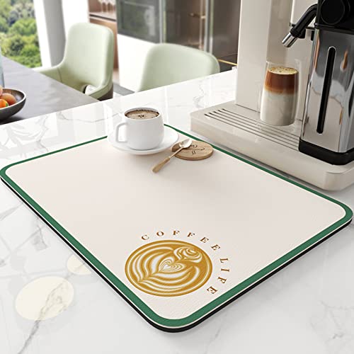 Coffee Mat Hide Stain Rubber Backed Absorbent Dish Drying Mat – Perfect Coffee Bar Accessory