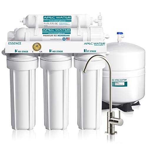 APEC Water Systems ROES-50 Essence Series Top Tier 5-Stage Certified Ultra Safe Reverse Osmosis Drinking Water Filter System, White