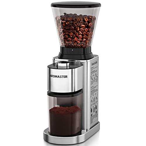Conical Burr Coffee Grinder with 24 Grind Settings for Espresso, Drip, Pour Over, Cold Brew, and French Press - Anti-Static and Stainless Steel.