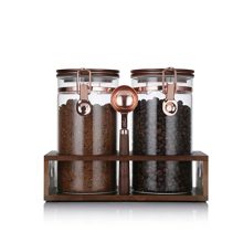AUAOAGAD Glass Coffee Container with Shelf - 2 x 40 FLOZ Coffee Bean Storage