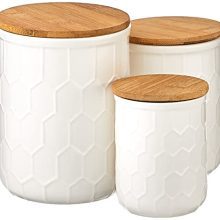 Bloomingville White Stoneware Canister Set with Bamboo Lids - Elegance in Storage