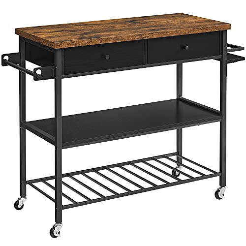  | 3-Tier Microwave Stand with Drawers, Towel Bar, and Spice Holder | 46.9 x 17.7 x 35.8 Inches