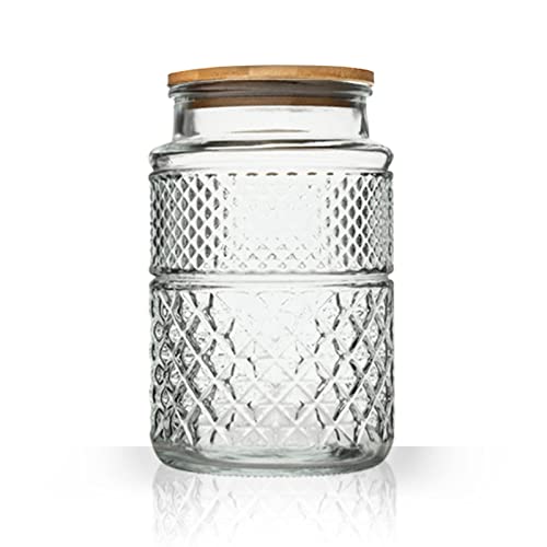 Elegance in Glass: 60 FL OZ Bamboo Lid Storage Jar