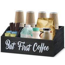Rustic Wooden Coffee Station Organizer, Perfect for Coffee Bar Accessories and Kitchen Decor - Coffee Pods Holder, Storage Basket, and Bin Box for Countertop Organization, Ideal Gift for Coffee Lovers.