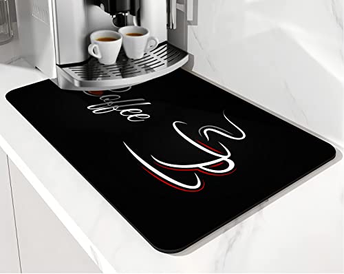 Coffee Mat - Absorbent and Quick Dry Mat with Hide Stain Rubber Backing - Anti-Slip Drying Mat