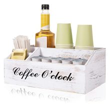 Wooden Coffee Bar Organizer for Kitchen Countertop