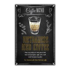 Add a Touch of Coffee Shop Charm to Your Home: Vietnamese Iced Coffee Tin Sign - Coffee Recipe Wall Art Room Decor - House Decoration - Food Restaurant Cafe Decorative Metal Multicolor