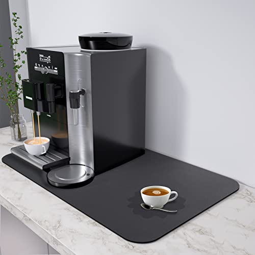 Anti-Slip Coffee Bar Mat - Absorbent and Stain Resistant Countertop Protector for Espresso Machines & Makers.