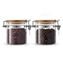 JoyJolt Glass Jars With Bamboo Lids (19 fl oz) - Airtight Storage Jars for Pantry Food Storage - 2PC Set