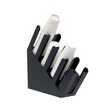Fancy Cup and Lid Holder, 4-Compartment, Black Acrylic - Organize Your Coffee Station in Style.