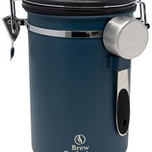 Brew Evolution Stainless Metal Coffee Canister with Scoop For Tea, Coffee, Sugar, Flour - Hermetic Container Jar for Storage, 22 oz, French Blue.