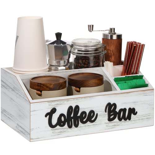 Wooden Coffee Bar Bin Box with Coffee Bar Letter Decor