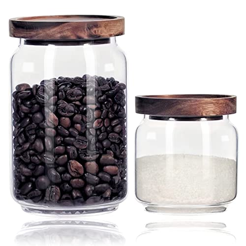 Vensp Clear Borosilicate Glass Storage Jars with Airtight Wooden Lids - Elevate Your Kitchen Storage