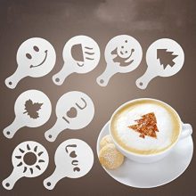 16-Piece Plastic Coffee Art Stencil Set for Cappuccino Decoration.