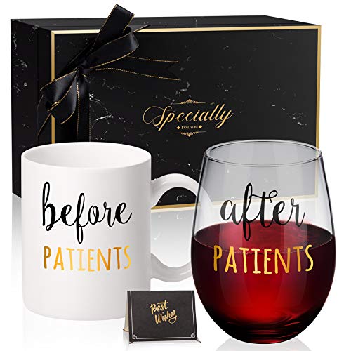 Before and After Mug and Wine Glass Set - Unique Gift Idea for Healthcare Professionals, Doctors, Nurses, Assistants, Dentists - Perfect for Birthdays and Graduations.