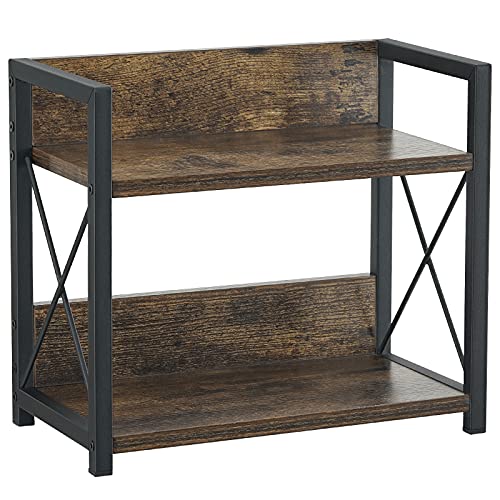 Rustic Brown Wooden Countertop Organizer - 2 Tier Kitchen Spice Rack with Ample Storage Space for Home.