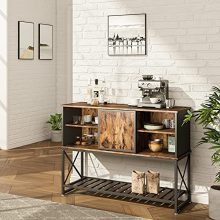 Industrial Bar Cabinet Coffee Bar Buffet Cabinet - Rustic Charm