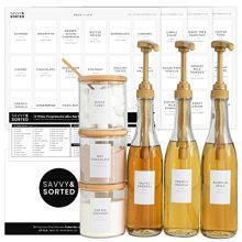 Mind Reader White Coffee Bar Labels for Kitchen Organization - Preprinted Minimalist Pantry Labels for Coffee Station with Stickers for Creamer, Syrups, Sugar, and Dairy-Free Options.