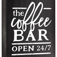 Rustic Coffee Bar Wall Decor Plaque - Wooden Hanging Sign for Coffee Station and Kitchen.