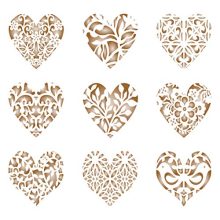 Heart Coffee Set Stencils - 9 Designs for Decorating Cappuccinos, Lattes, Cupcakes, Cakes, Cookies, and More - Perfect for Baristas and Scrapbooking.