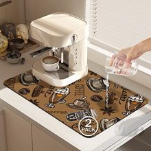 2 Pack Dish Drying Mat Drying Mat for Kitchen Counter, Coffee Mat Coffee Maker Mat Dish Drying Mats for Kitchen Counter 19.5x12Inch Dish Drying Pad Extremely Absorbent and Non-Slip Coffee Machine Mat.
