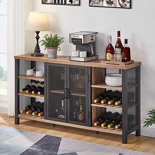 Oak Industrial Wine Bar Cabinet