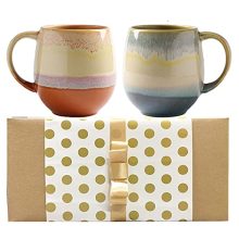 Set of 2 Large Ceramic Coffee Mugs - 17oz Porcelain Jumbo Latte Tea Cups for Home and Office, Perfect for Cocoa and Milk - Dishwasher and Microwave Safe Gift Set for Men and Women