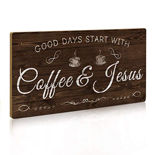 Putuo Decor Coffee Signal - A Daily Reminder for Coffee Lovers and Believers - 12 x 6 Hanging Plaque