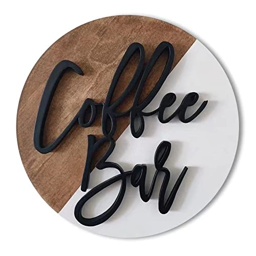 Add a Touch of Modern Farmhouse Charm to Your Coffee Bar with Lavender Inspired 10'' Round Coffee Bar Sign - 3D Coffee Cutout, Boho Wall Decor, and Tiered Tray Accent - Perfect Gift for Coffee Lovers