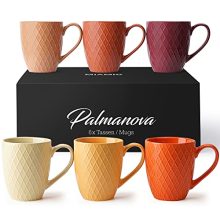 Magma Purple Ceramic Coffee Mug Set - 6 x 14 Oz Large Modern Matt Mugs.