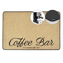 Coffee Mat, Waterproof Coffee Bar Mat Imitation Linen Floor (24x16x0.12IN) Thickened Improve DIATOM MUD Backside Coffee Maker Mat Leak-Proof Coffee Mat for Counter tops Table Espresso Machine.