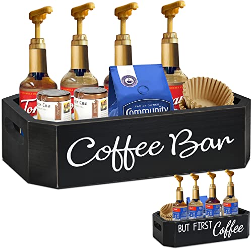 Streamlined Coffee Station Organizer - Countertop Storage and Accessories for Coffee Bars - Convenient Coffee Pod Holder and Storage Bin - Perfect for Coffee Bar Decor and Accessories - Sleek Black Design.