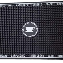 Premium 10mm Thick Non-Slip Coffee Rubber Spill Mat for Countertop or Kitchen Bars, 18in x 14in x 0.4in - Black.