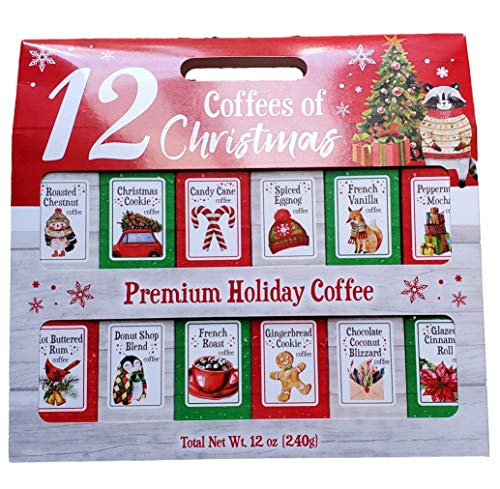 12 Gourmet Coffees of Christmas Holiday Gift Set