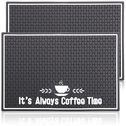 Non-Slip PVC Bar Mat Set - 2 Pack 18" x 12" Gray Coffee Mats for Home and Commercial Use.