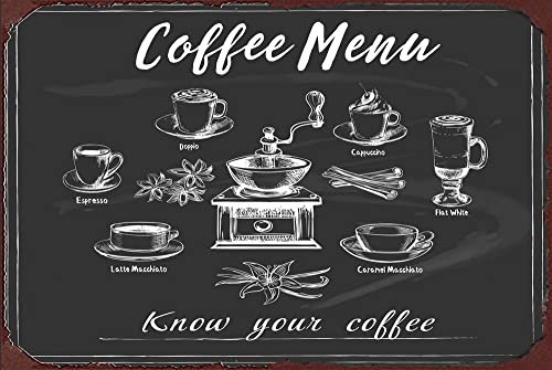Sokomurg Retro Vintage Funny 8"x12" Indoor Coffee Menu Metal Aluminum Sign